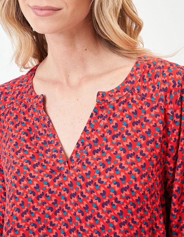 Blouse fluide col tunisien imprim&eacute; Princesse Nomade