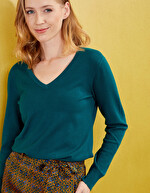 Pull maille col v femme imprimé La Fiancée