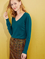 Pull maille col v femme imprimé La Fiancée