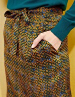 Jupe midi fluide satin viscose imprimé La Fiancée