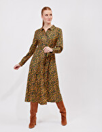 Robe chemise midi fluide imprim&eacute; La Fianc&eacute;e