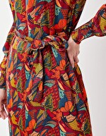 Robe midi fluide satin imprimé La Fiancée
