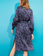 Robe midi fluide satin imprimé La Fiancée