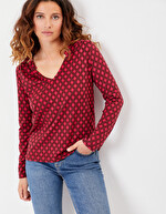 T-shirt fluide col V maille imprimé La Fiancée