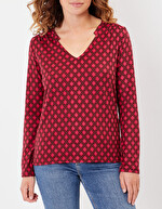 T-shirt fluide col V maille imprimé La Fiancée