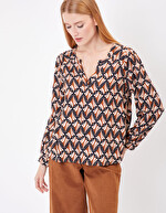 Blouse fluide col tunisien imprimé Princesse Nomade