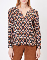 Blouse fluide col tunisien imprimé Princesse Nomade
