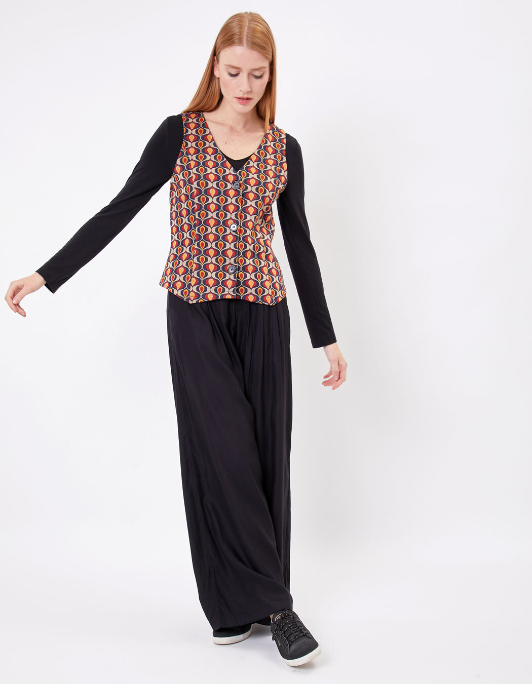 Gilet tailleur maille jacquard imprimé Princesse Nomade