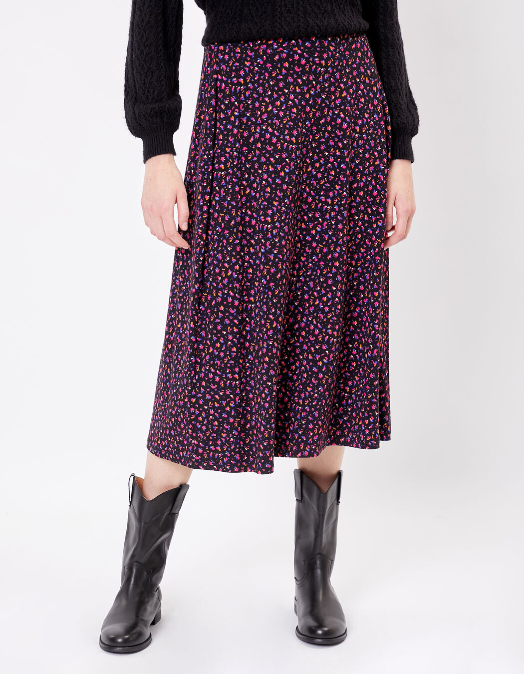 Jupe midi fluide maille imprimé Princesse Nomade