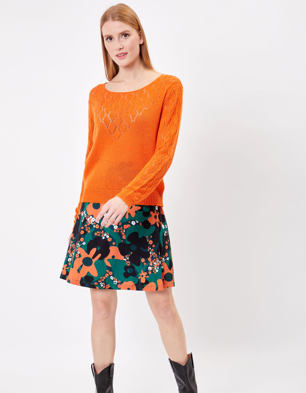 Pull maille ajourée imprimé Princesse Nomade