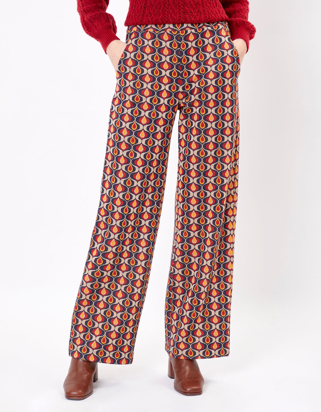 Pantalon large maille esprit retro imprimé Princesse Nomade
