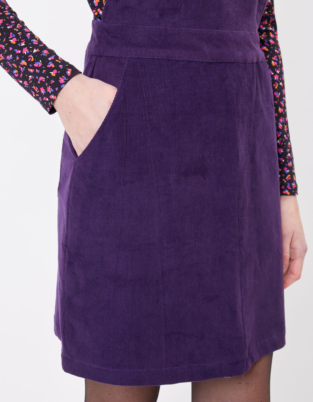 Robe salopette velours fin côtelé imprimé Princesse Nomade
