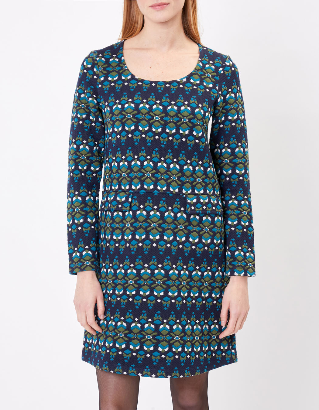 Robe droite maille jacquard imprimé Princesse Nomade