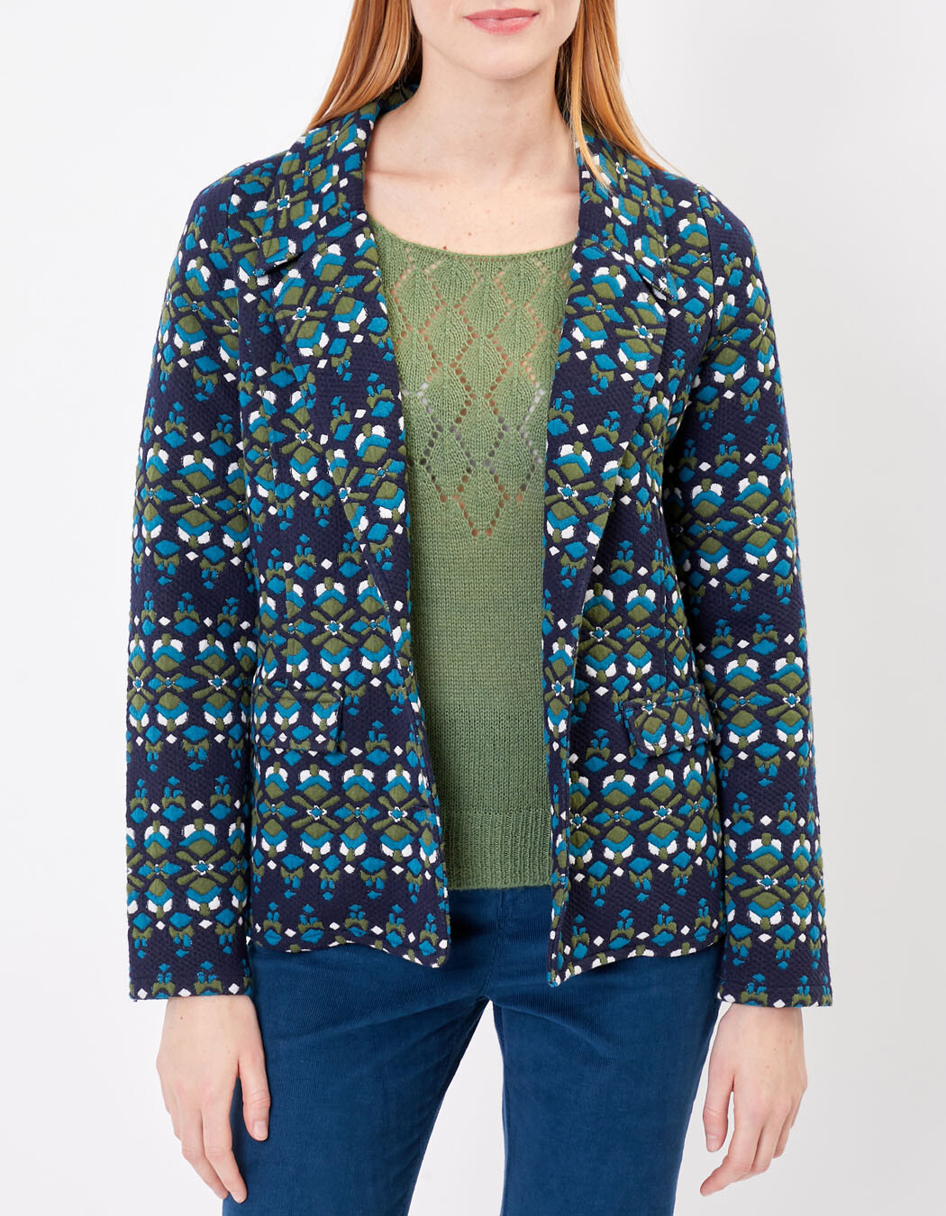 Veste tailleur maille jacquard imprimé Princesse Nomade