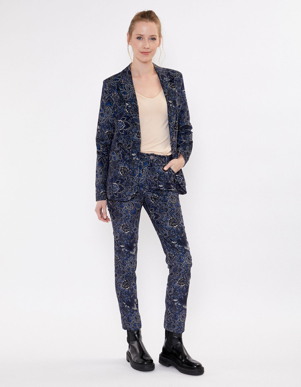 Pantalon velours droit stretch imprimé La Fiancée