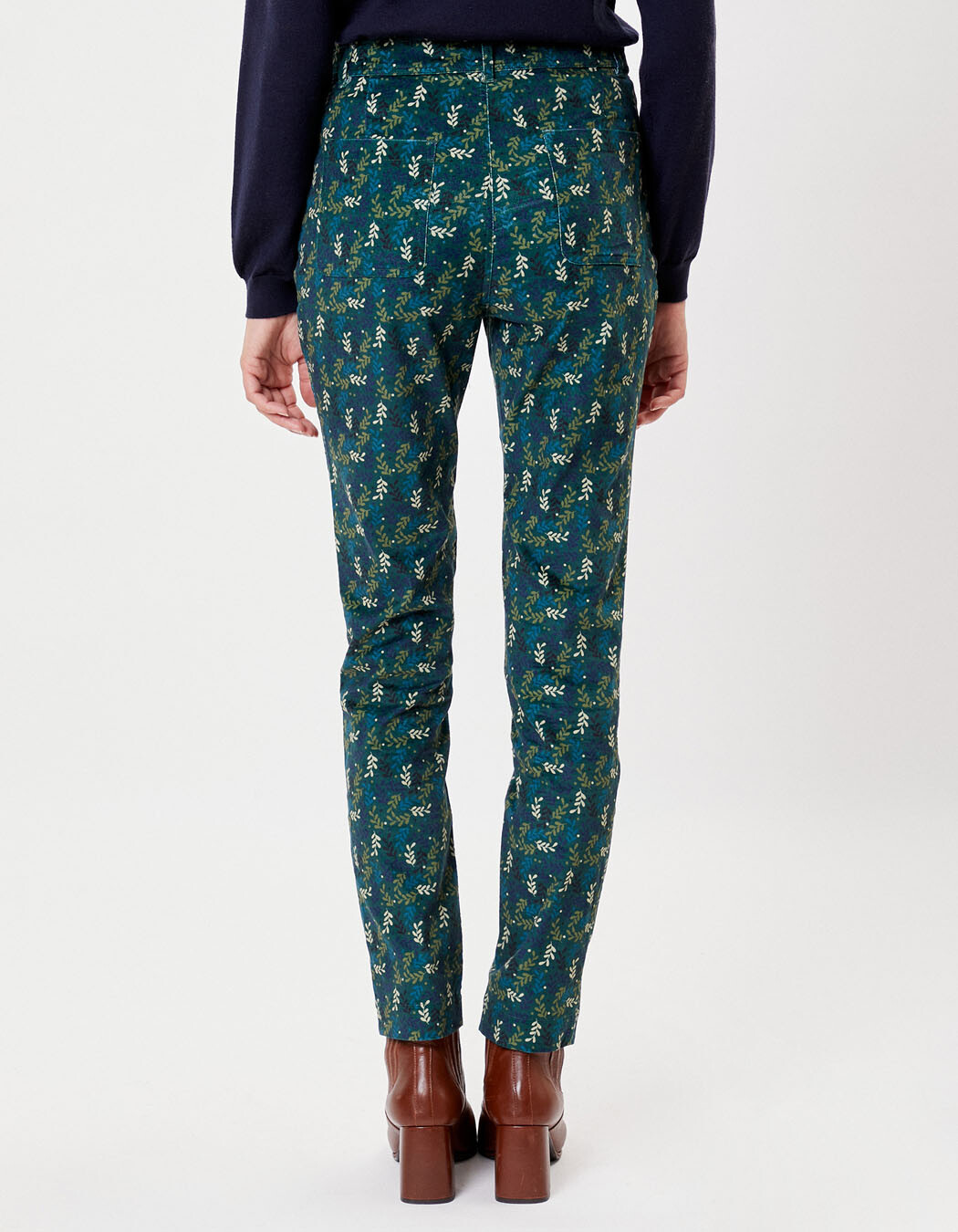 Pantalon velours droit stretch imprimé La Fiancée