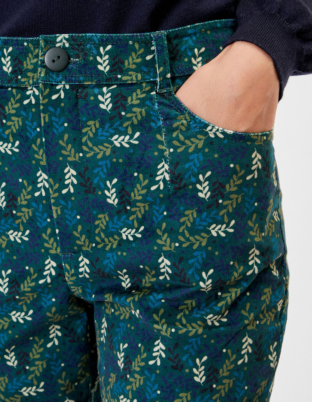 Pantalon velours droit stretch imprimé La Fiancée