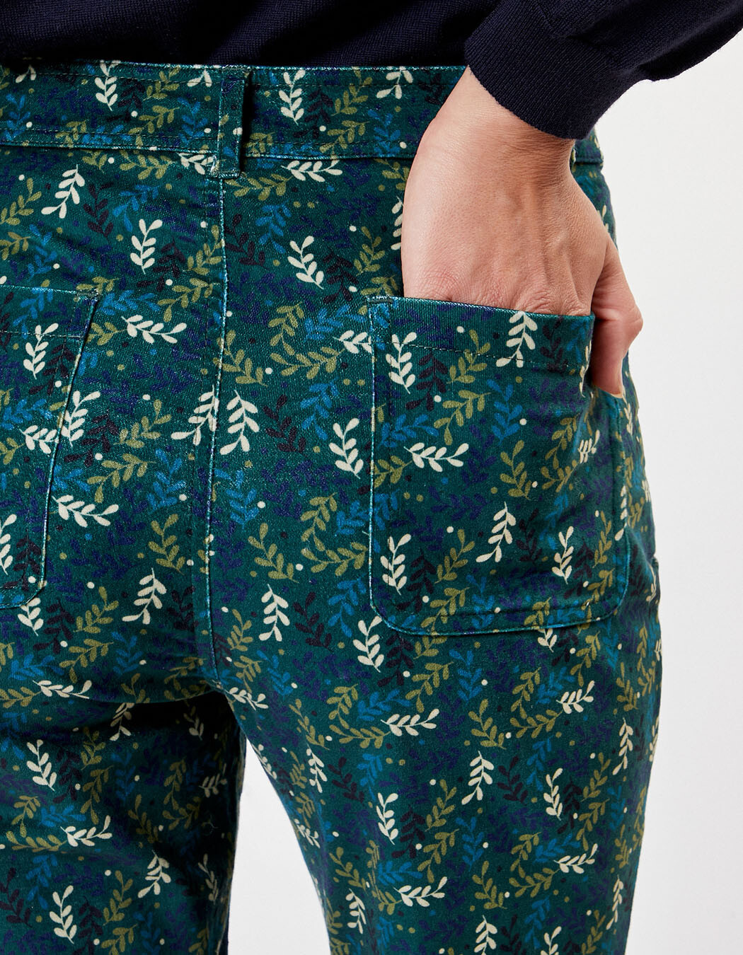 Pantalon velours droit stretch imprimé La Fiancée