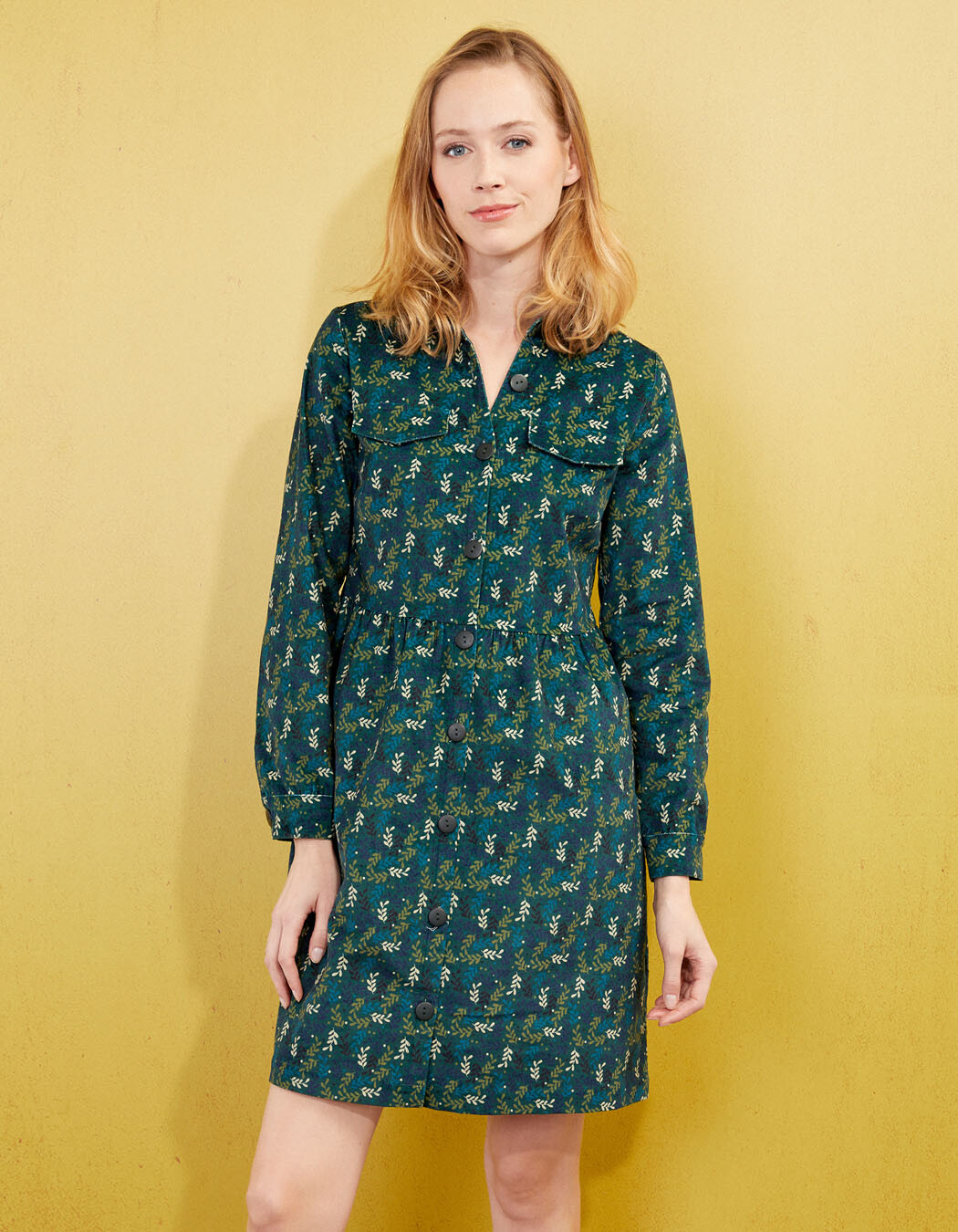 Robe chemisier velours stretch imprimé La Fiancée