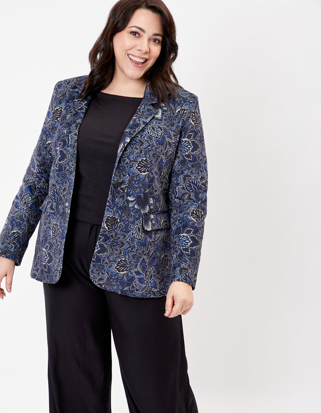 Veste blazer velours stretch imprim&eacute; La Fianc&eacute;e