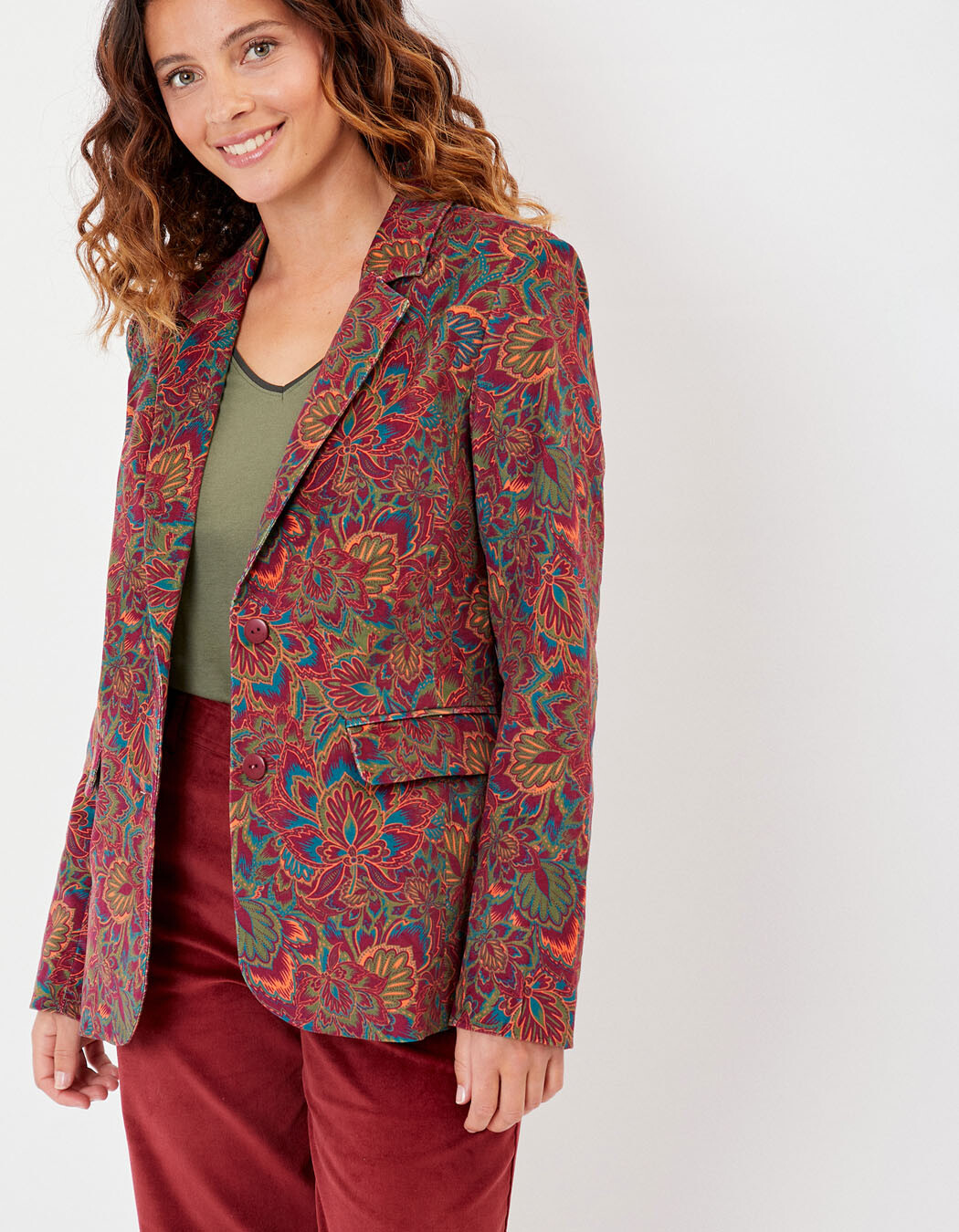 Veste blazer velours stretch imprimé La Fiancée