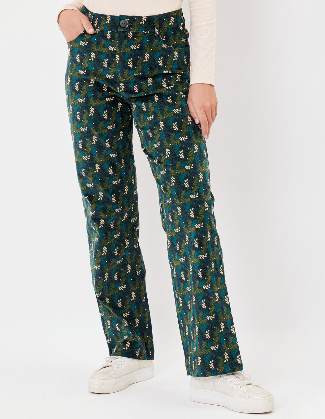 Pantalon velours large stretch imprimé La Fiancée