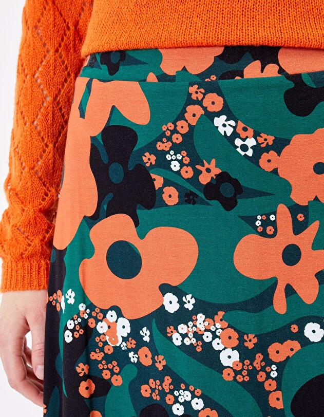 Jupe trap&egrave;ze maille retro imprim&eacute; Princesse Nomade