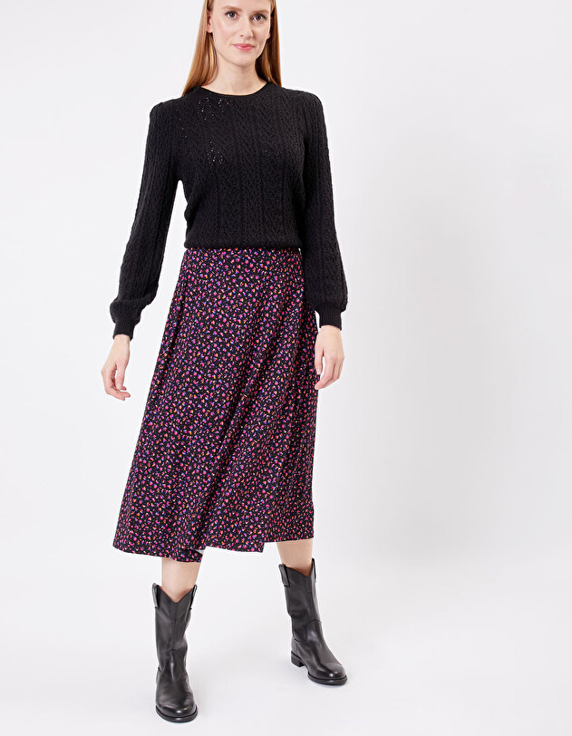 Jupe midi fluide maille imprimé Princesse Nomade