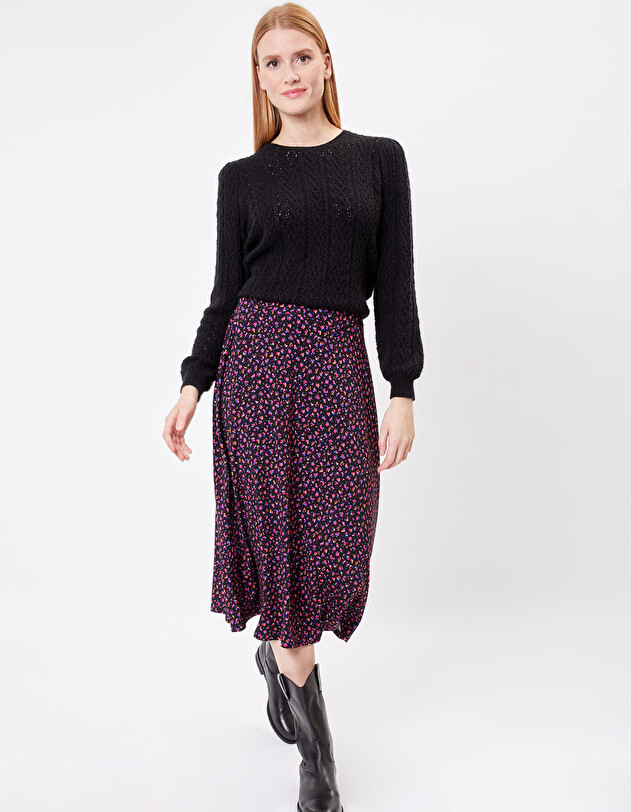 Jupe midi fluide maille imprimé Princesse Nomade