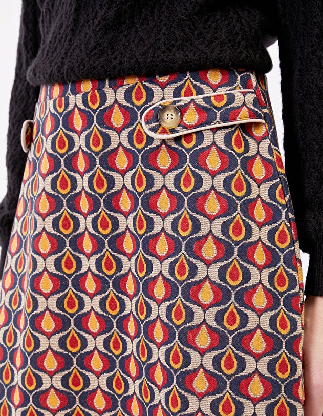 Jupe maille jacquard retro imprim&eacute; Princesse Nomade