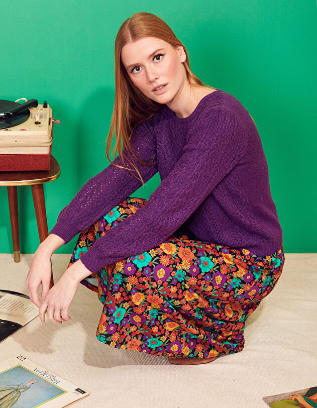 Pull maille fantaisie uni imprimé Princesse Nomade