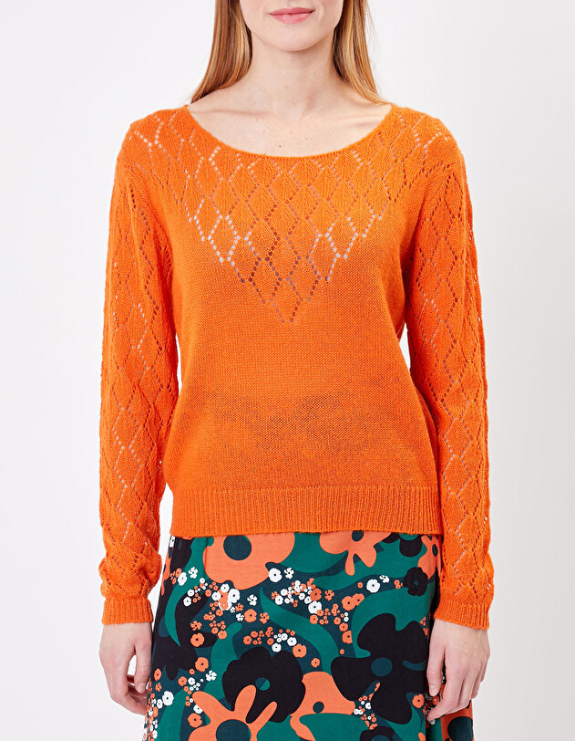 Pull maille ajour&eacute;e imprim&eacute; Princesse Nomade