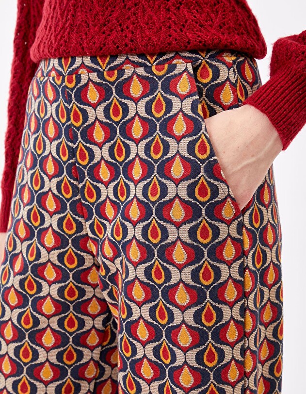 Pantalon large maille esprit retro imprim&eacute; Princesse Nomade