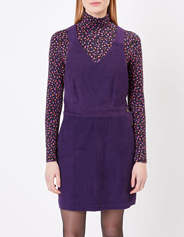 Robe salopette velours fin c&ocirc;tel&eacute; imprim&eacute; Princesse Nomade