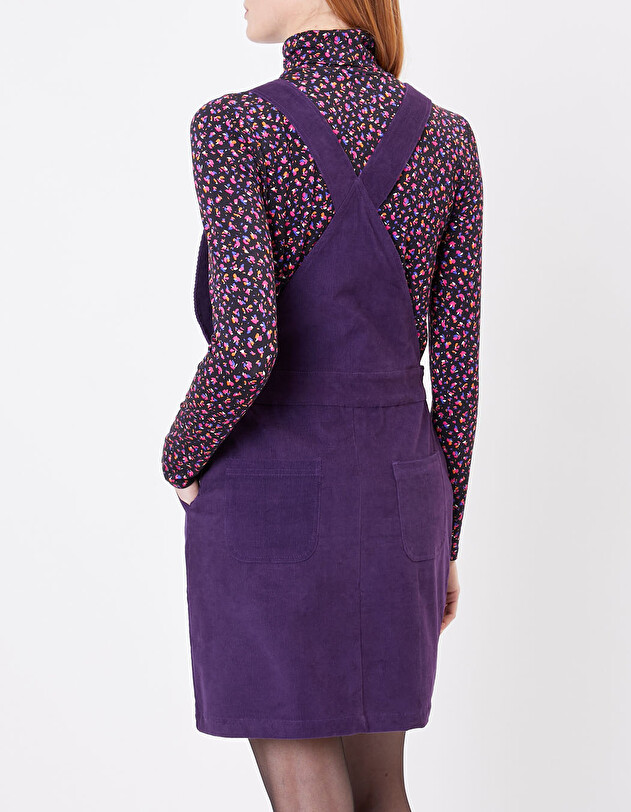 Robe salopette velours fin c&ocirc;tel&eacute; imprim&eacute; Princesse Nomade