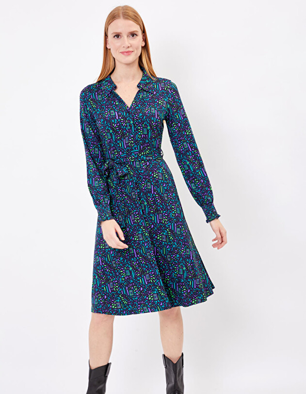 Robe chemise maille imprim&eacute; Princesse Nomade