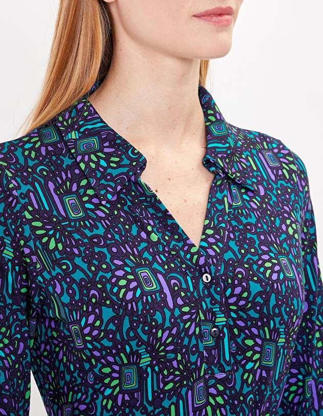 Robe chemise maille imprim&eacute; Princesse Nomade