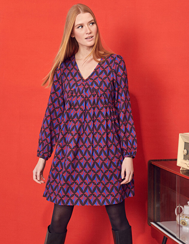 Robe fluide &eacute;vas&eacute;e imprim&eacute;e imprim&eacute; Princesse Nomade