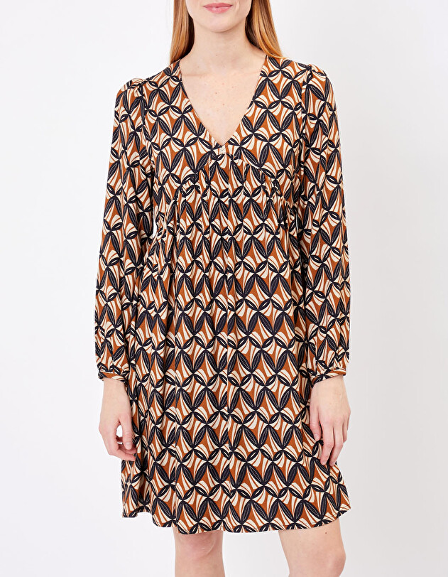 Robe fluide &eacute;vas&eacute;e imprim&eacute;e imprim&eacute; Princesse Nomade