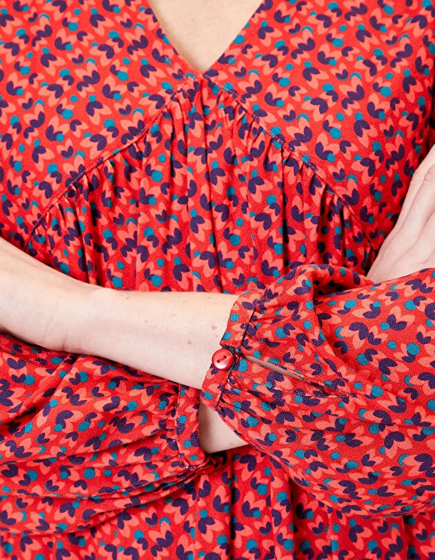 Robe fluide &eacute;vas&eacute;e imprim&eacute;e imprim&eacute; Princesse Nomade