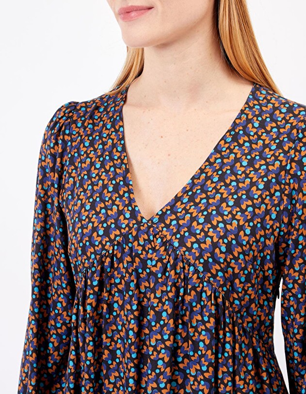 Robe fluide &eacute;vas&eacute;e imprim&eacute;e imprim&eacute; Princesse Nomade