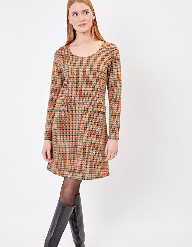 Robe droite maille jacquard imprim&eacute; Princesse Nomade