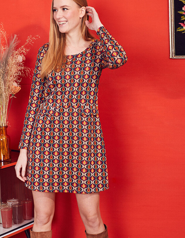 Robe droite maille jacquard imprim&eacute; Princesse Nomade