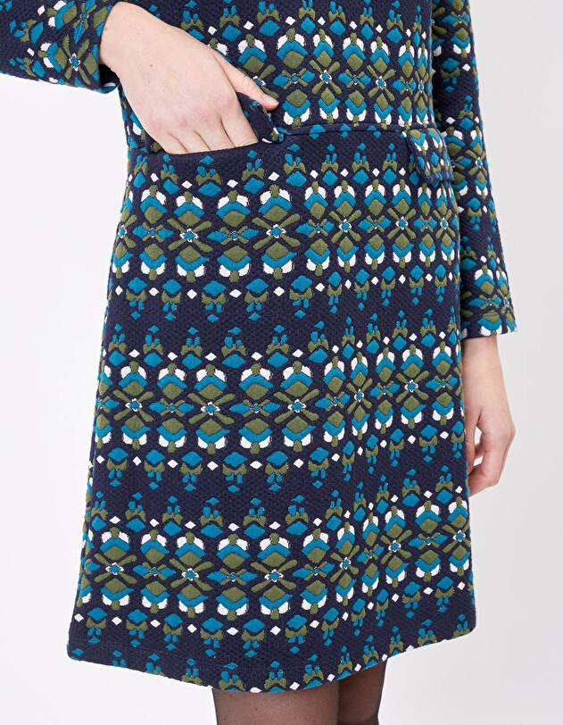 Robe droite maille jacquard imprim&eacute; Princesse Nomade