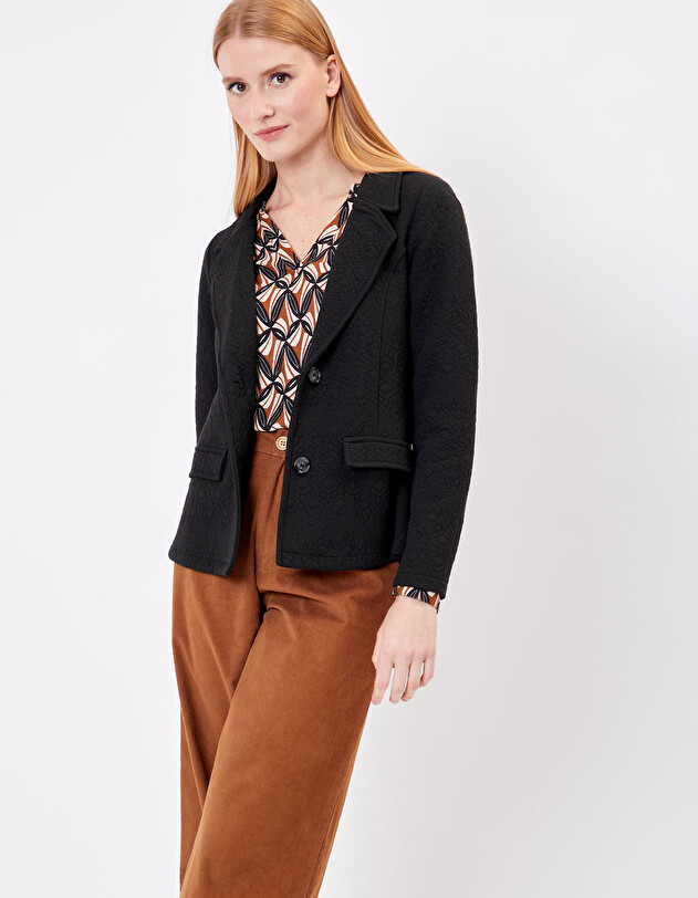 Veste tailleur maille jacquard imprim&eacute; Princesse Nomade