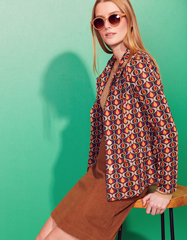Veste tailleur maille jacquard imprim&eacute; Princesse Nomade