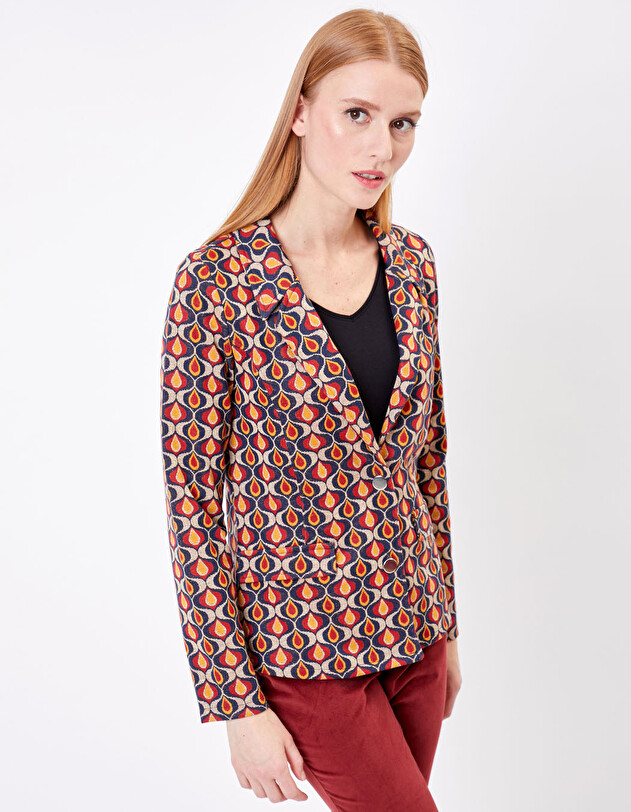 Veste tailleur maille jacquard imprim&eacute; Princesse Nomade