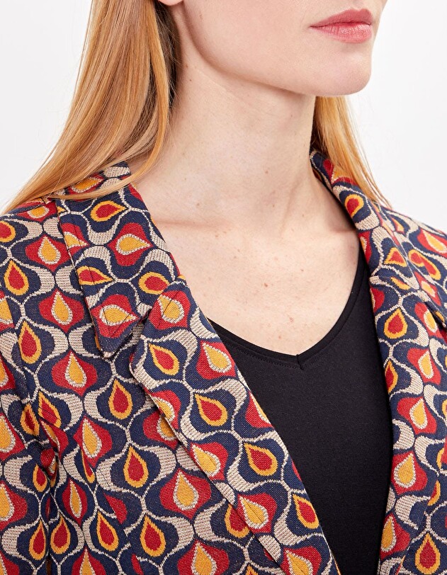 Veste tailleur maille jacquard imprim&eacute; Princesse Nomade