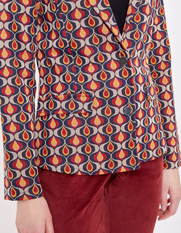 Veste tailleur maille jacquard imprim&eacute; Princesse Nomade