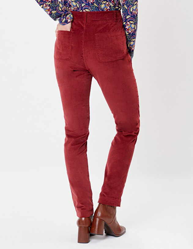 Pantalon velours droit stretch imprim&eacute; La Fianc&eacute;e